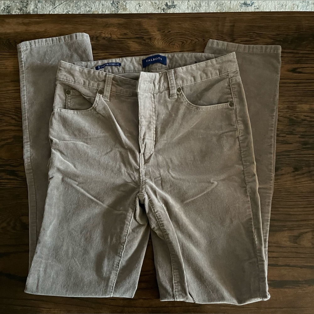 Talbots High-Rise Straight-Leg Corduroy Pants Smoke Grey Size 2